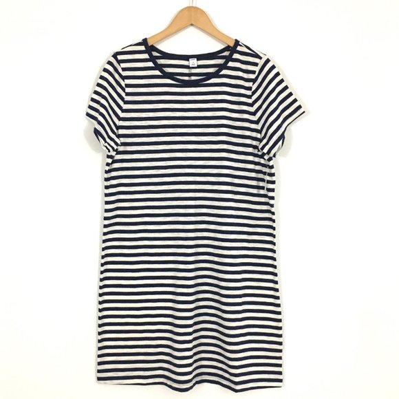 NEW! Old Off-White Navy Stripe Slub Knit T-Shirt Dress - XL - Picture 2 of 5
